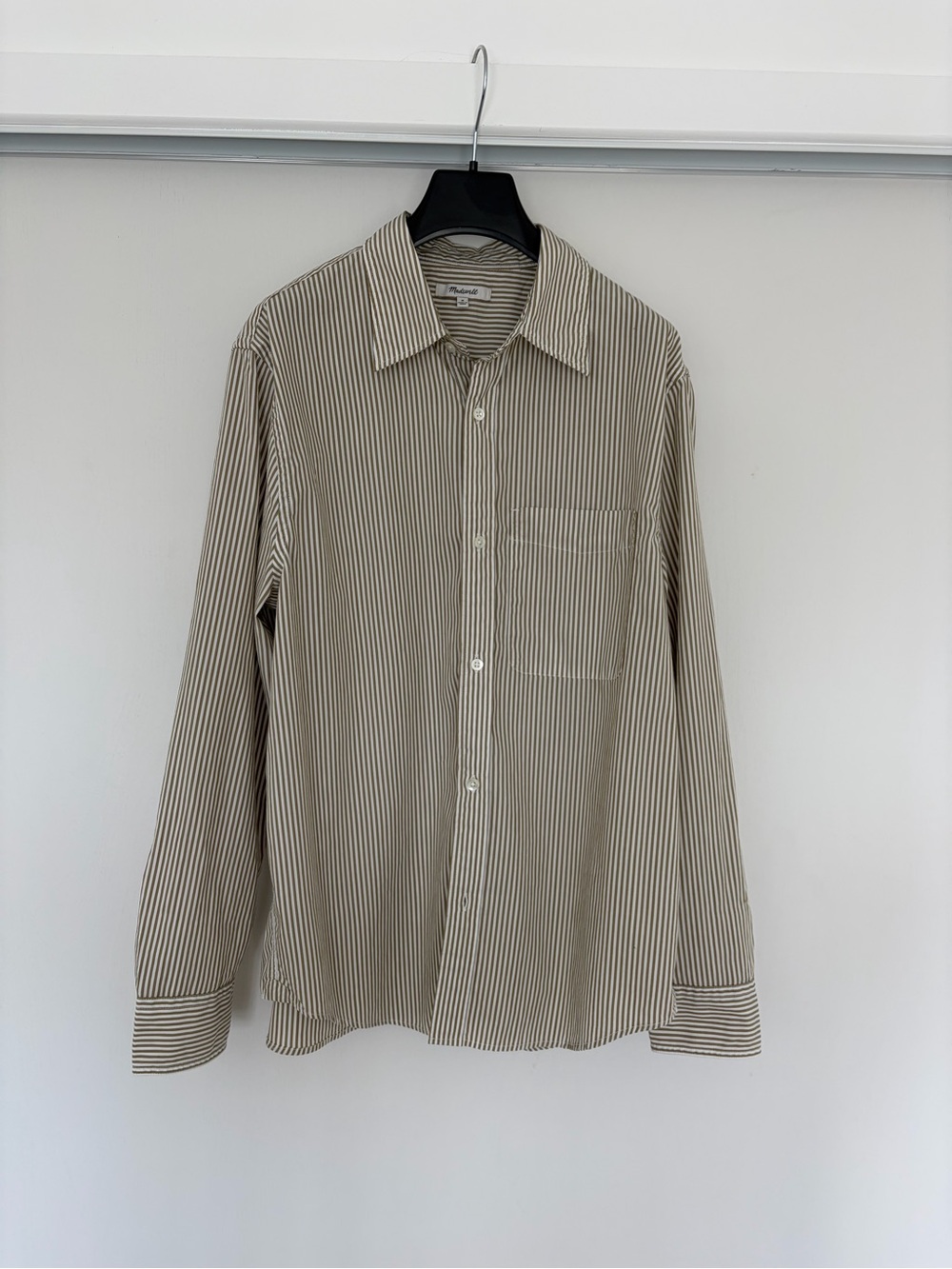 Madewell Men's Long-Sleeve Striped Shirt Olive Beige